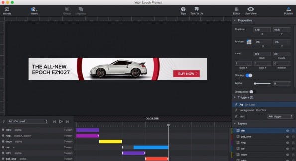 Adcade Epoch hilft euch bei der Erstellung von HTML5-Banner-Werbung. (Screenshot: Adcade)
