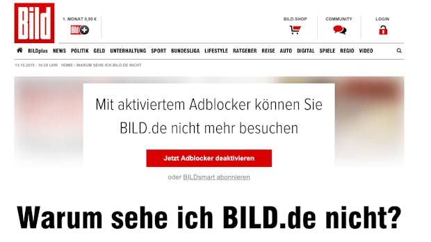 „Warum sehe ich BILD nicht?“ – Axel Springer sperrt Adblock-Nutzer aus