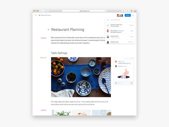 Dropbox Paper bietet Teams einige interessante Features. (Screenshot: Product Hunt)