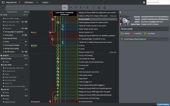 GitKraken: Der Git-Client mit grafischer Benutzeroberfläche unterstützt Linux, Windows und OS X. (Screenshot: Axosoft)