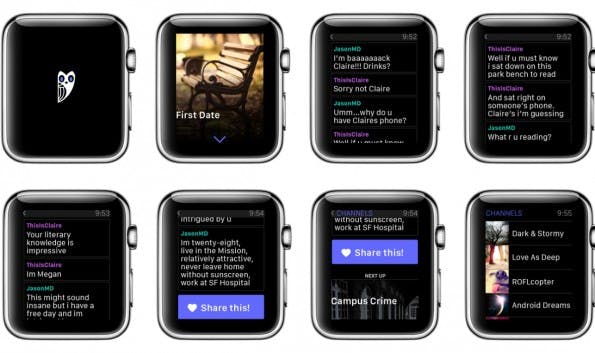 Hooked auf der Apple-Watch: ein ganz besonderes Leseerlebnis. (Screenshots: Hooked)
