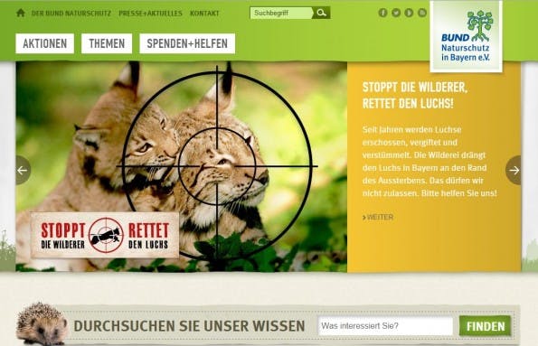 Die Gewinner-Website bei den TYPO3-Awards des BUND. (Screenshot: BUND)