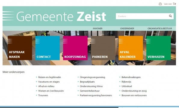 Die Gewinner-Website bei den TYPO3-Awards der Gemende Zeist. (Screenshot: Gemende Zeist)