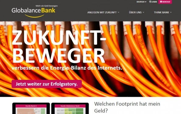 Die Gewinner-Website bei den TYPO3-Awards der Globalance Bank. (Screenshot: Globalance Bank)
