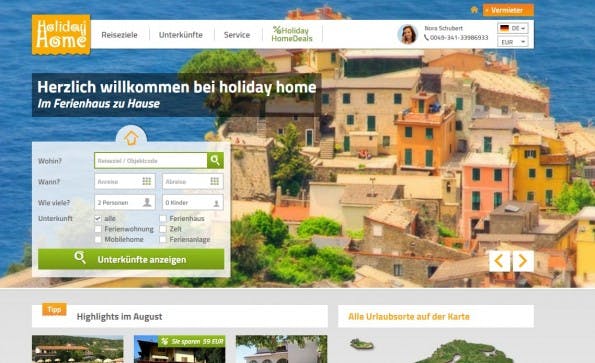 Die Gewinner-Website bei den TYPO3-Awards von Holiday Home. (Screenshot: Holiday Home)