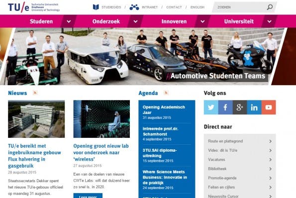 Die Gewinner-Website bei den TYPO3-Awards von der Universität Eindhoven. (Screenshot: Universität Eindhoven)