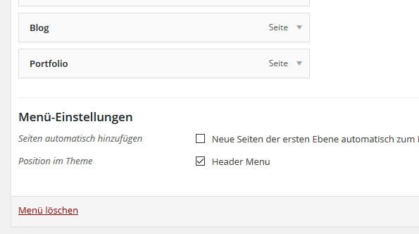 Die Menü-Position ist der beschreibende Titel, der im Array von der register_nav_menus()-Funktion steht. (Screenshot: eigene WordPress-Installation)