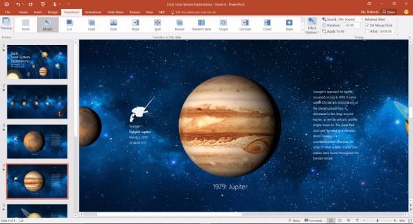 Office 2016: Mit Morph und Designer bekommen Office-365-Abonnenten zwei neue PowerPoint-Funktionen. (Screenshot: <a title=