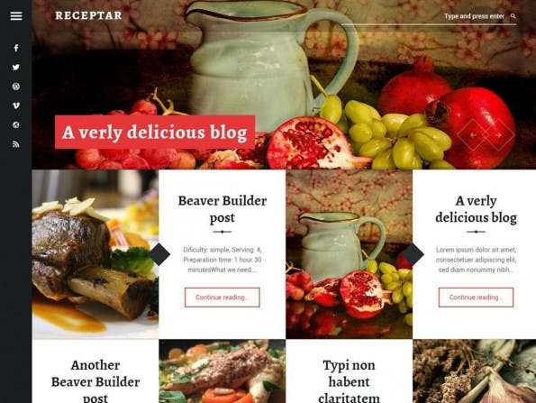 Receptar kommt mit einem ungewöhnlichen Startseitenlayout. (Screenshot: WordPress.org)