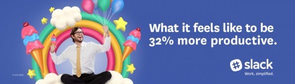Slacks erste Anzeigen-Kampagne: 34 Prozent mehr Produktivität. (Grafik: Slack)