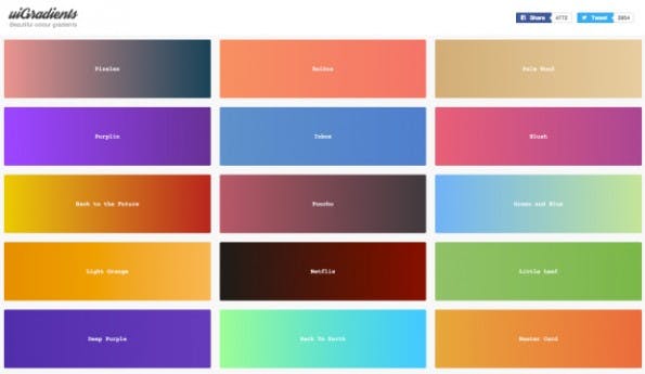 uiGradients ist eine super Inspirationsquelle für Farbverläufe. (Screenshot: uiGradients.com)