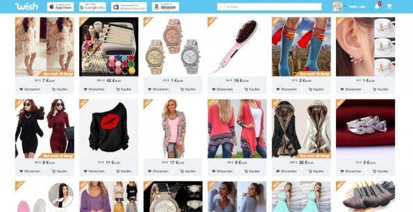 Die Shopping-Plattform Wish ist für die mobile Nutzung optimiert. (Screenshot: wish.com)