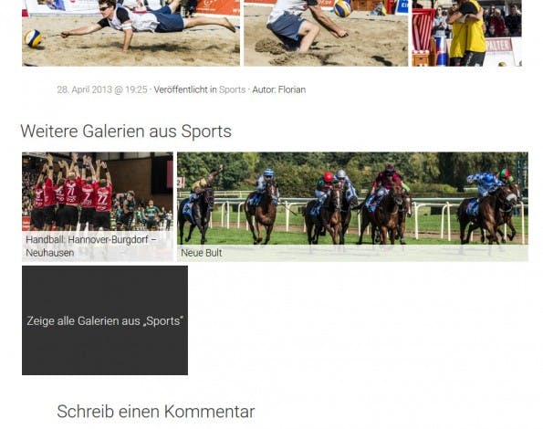 Die Links zu Galerien derselben Kategorie. (Screenshot: eigene WordPress-Installatio; Fotos: Dennis Brinkmann)