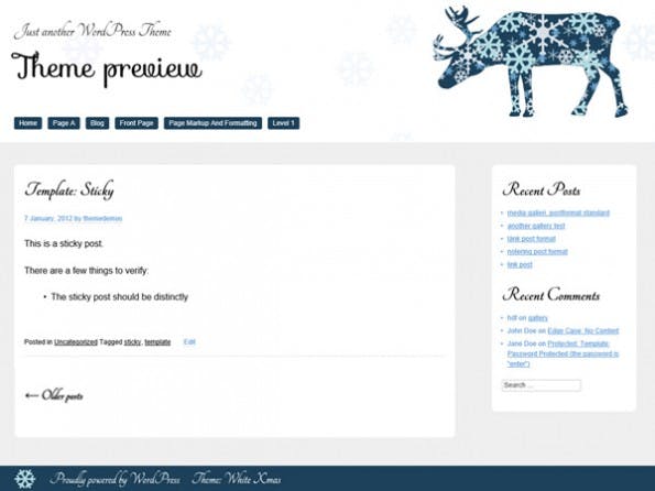 Weihnachten in blau und weiß: Ein responsives Weihnachts-Theme für eure WordPress-Seite. (Screenshot: wordpress.org)
