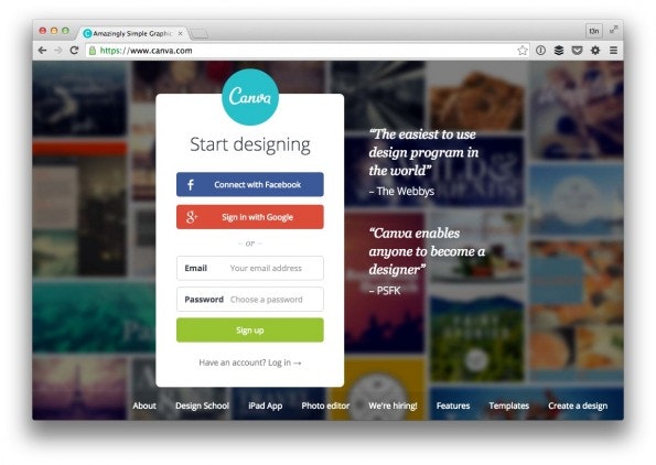 Wer visuelle Inhalte erstellen will, sollte den kostenlosen Webdienst Canva testen. (Screenshot: t3n)