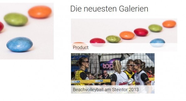 So könnte das Widget für die neuesten Galerien später in der Sidebar aussehen. (Screenshot: eigene Installation; Bilder: Dennis Brinkmann)
