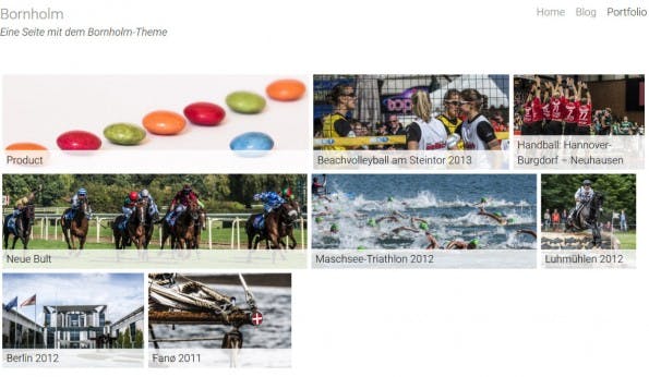 Die Portfolio-Seite des WordPress-Themes. (Screenshot: eigene Installation; Bilder: Dennis Brinkmann)