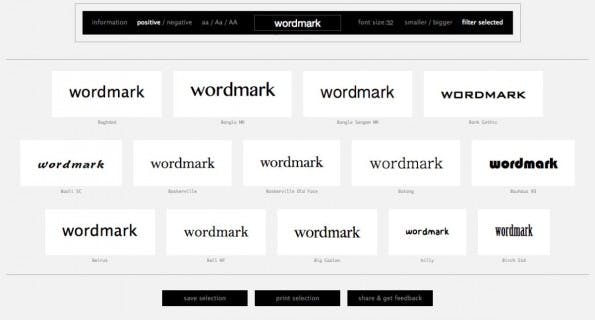 Font-Manager für den Browser: Wordmark.it.
