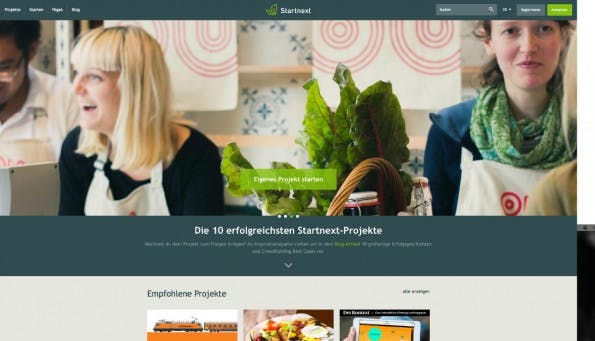 Mit StartNext finden Crowdfunding-Fans die größte Plattform aus Deutschland vor. (Screenshot: t3n)