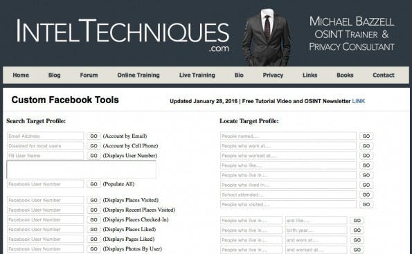 Schnüffel-Tool durchforstet Facebook-Nutzerprofile. (Screenshot: IntelTechniques/t3n)