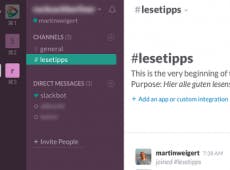 Kolumnist Martin Weigert kommuniziert mit seiner Familie jetzt per Slack. (Screenshot: Slack)