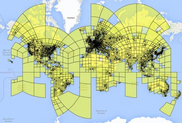 PlaNet : Die Welt wird in viele Raster unterteilt. (Screenshot: Tobias Weyand, Ilya Kostrikov, James Philbin)
