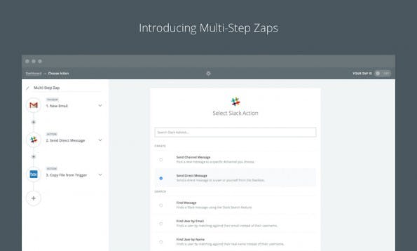 IFTTT-Alternative: Mit Zapier lassen sich jetzt umfangreiche Aktionsketten bilden. (Screenshot: Zapier)