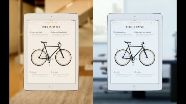 True Tone Display: Zwei Lichtsensoren messen das Umgebungslicht und passen die Farbwiedergabe darauf an. (Screenshot: Apple.com)