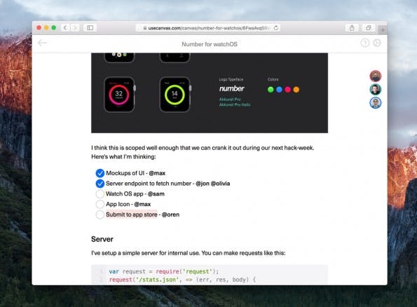 Canvas ist ein webbasierter Markdown-Editor für Teams. (Screenshot: Canvas)