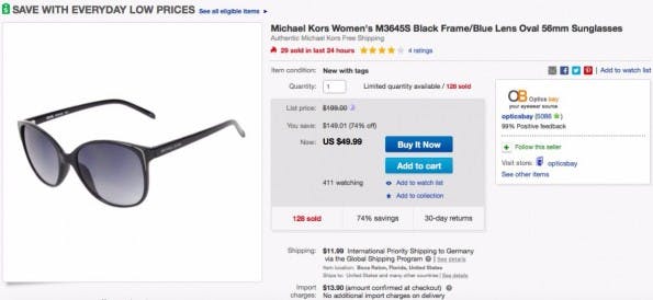 (Screenshot: eBay)