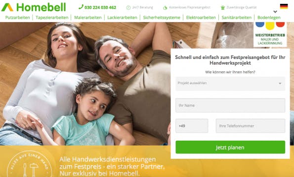 Das Startup Homebell kommt auf eine Bewertung von 27 Millionen Euro.