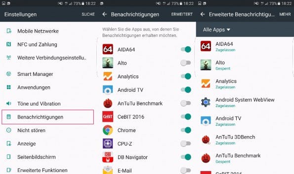 Für mehr Ruhe in der Benachrichtigungsleiste. (Screenshot: t3n)