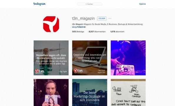 Visuelle Inspiration: t3n bei Instagram. (Screenshot: Instagram)