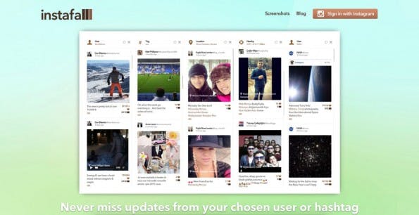 Monitoring- und Analytics-Tools für Instagram im Überblick – Instafall. (Screenshot: t3n.de)