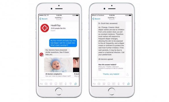 Fragen per Facebook-Messenger an einen Arzt richten: Ein US-amerikanisches Startup macht es möglich. (Grafik: HealthTap)