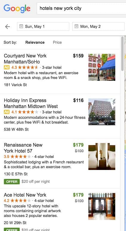 Neben den Anzeigen gibt es in der lokalen Suche in den USA zusätzlich bezahlte „Offers“. (Bild: Mike Blumenthal)