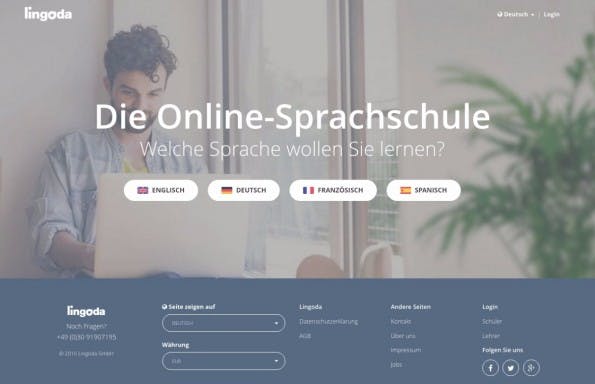 Lingoda aus Berlin sichert sich 3,7 Millionen Euro. (Screenshot: Lingoda)