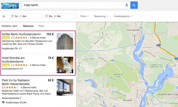 Ärgerlich für Local SEO: Google schaltet neuerdings Werbeanzeigen im Local Finder. (Screenshot: Google; t3n)