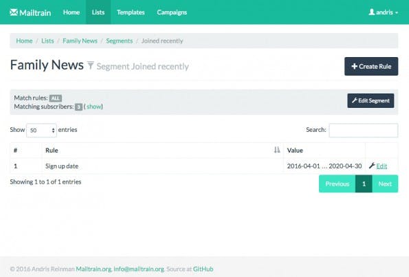 Mailtrain ist ein quelloffenes Tool zur Erstellung und Verwaltung von Newsletter-Kampagnen (Screenshot: Mailtrain)