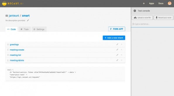 Recast.AI soll die Entwicklung cleverer Chat-Bots deutlich vereinfachen. (Screenshot: Recast.AI)