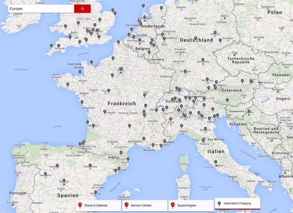 150 Stationen sind nur der Anfang. Tesla baut sein Destination-Charging in Europa aus (Screenshot: Tesla )