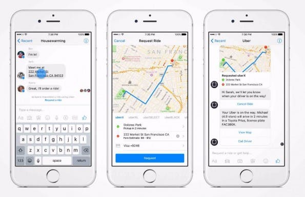 US-Anwender können den Facebook-Messenger auch nutzen, um sich ein Uber zu bestellen. (Grafik: Uber)