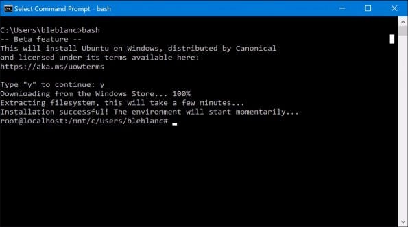 Linux-Bash ist an Bord der Windows-10-Preview. (Bild: Microsoft)