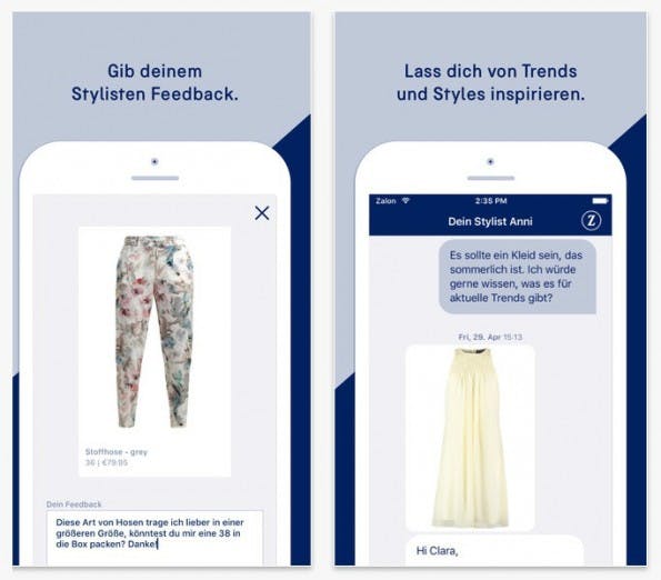 Zalando: Modeberatung per Zalon-Messenger. (Screenshot: Apple/Zalando)