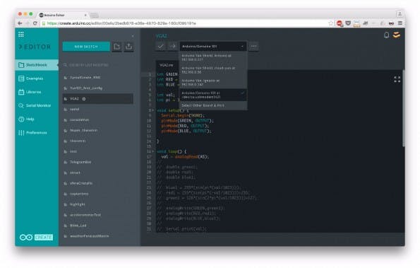 Arduino Create Web Editor: Die Hardware-Platinen können zukünftig direkt im Browser programmiert werden. (Screenshot: arduino.cc)