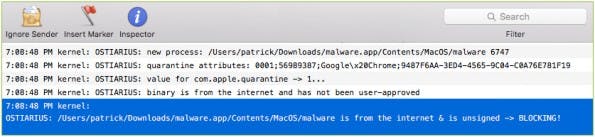 Wo Apples Gatekeeper versagt: Ostiarius verhindert die Ausführung unsignierter Apps aus dem Internet. (Screenshot: Objective-See)