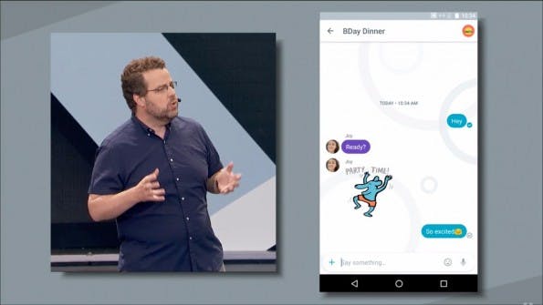 Google Allo sieht dem Facebook Messenger sehr ähnlich und ist ebenfalls an die Telefonnummer gekoppelt. (Screenshot: youtube.com)