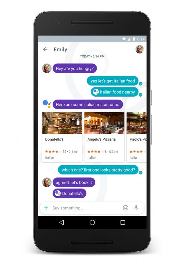 Googles Allo kann sämtliche Inhalte aus der Google-Suche bzw. dem Knowledge Graph im Chatverlauf anzeigen. (Quelle: google.com)
