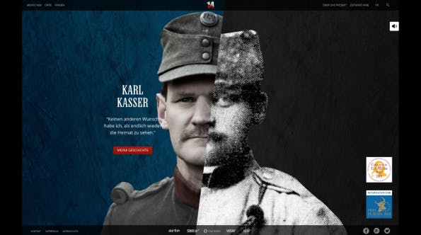 Infinite Scrolling im spielerischen Stil. (Screenshot: 14-tagebuecher.de)