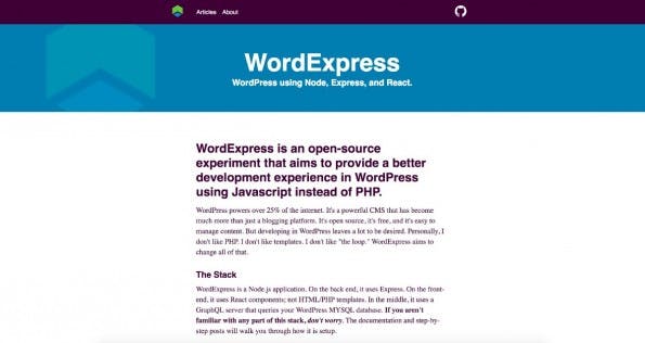 WordPress ohne PHP: Dieses Experiment wagt WordExpress. (Screenshot: WordExpress)